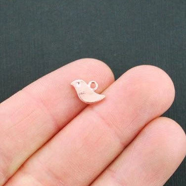 10 Bird Rose Gold Tone Charms 2 Sided - GC021