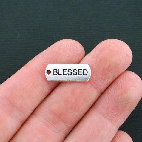 10 Blessed Antique Silver Tone Charms - SC4461