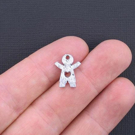 10 Boy Antique Silver Tone Charms - SC2227