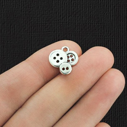 10 breloques ton argent antique bouton 2 faces - SC061