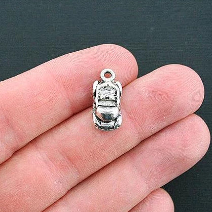 10 Car Antique Silver Tone Charms 3D - SC2029
