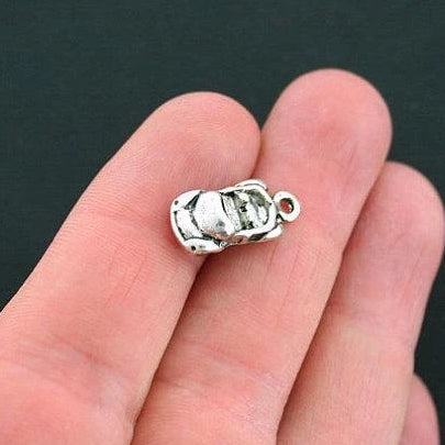 10 Car Antique Silver Tone Charms 3D - SC2029