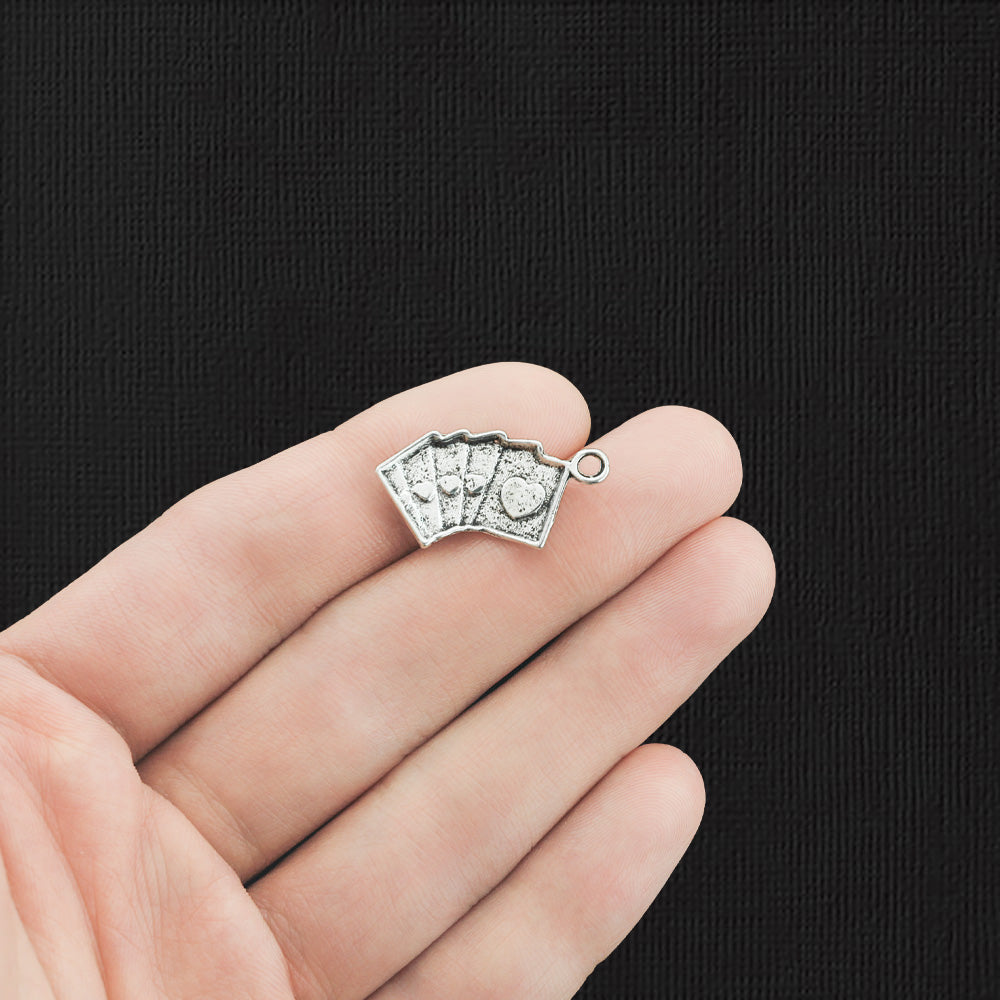 10 Card Antique Silver Tone Charms - SC1698