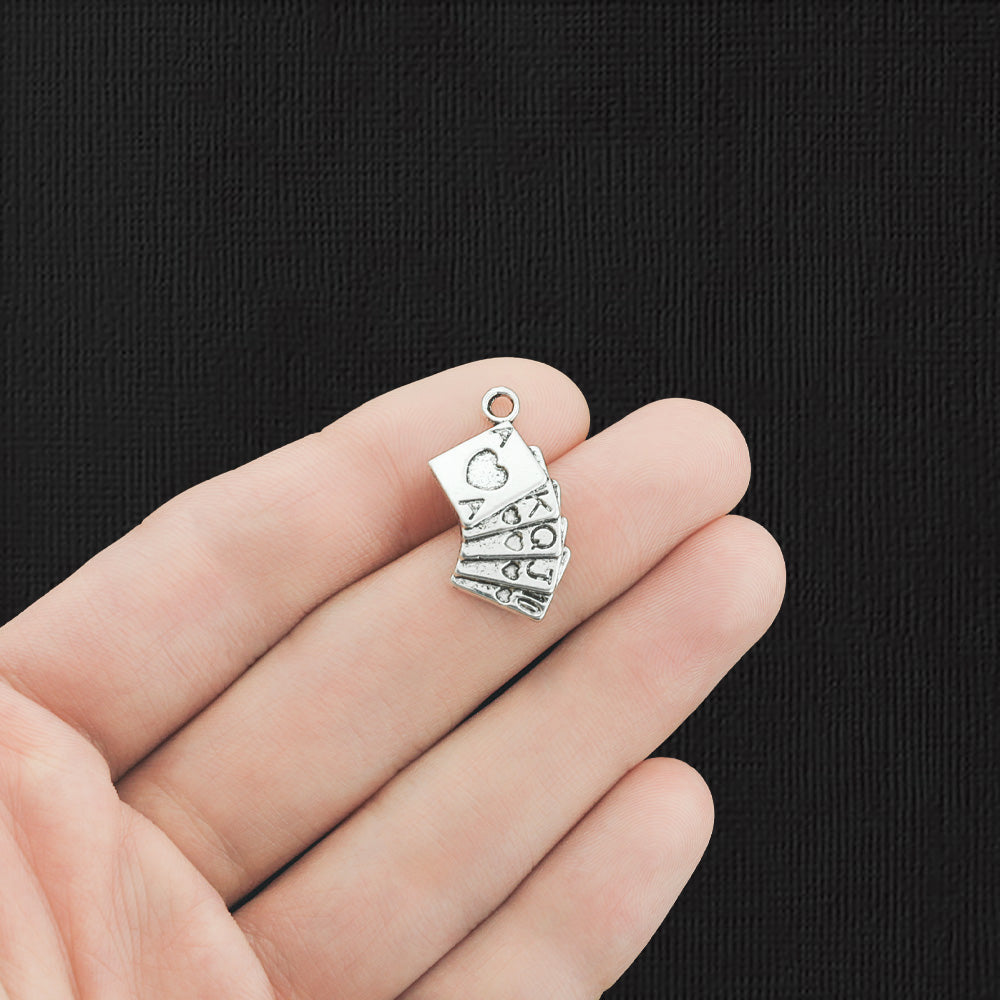 10 Card Antique Silver Tone Charms - SC1698