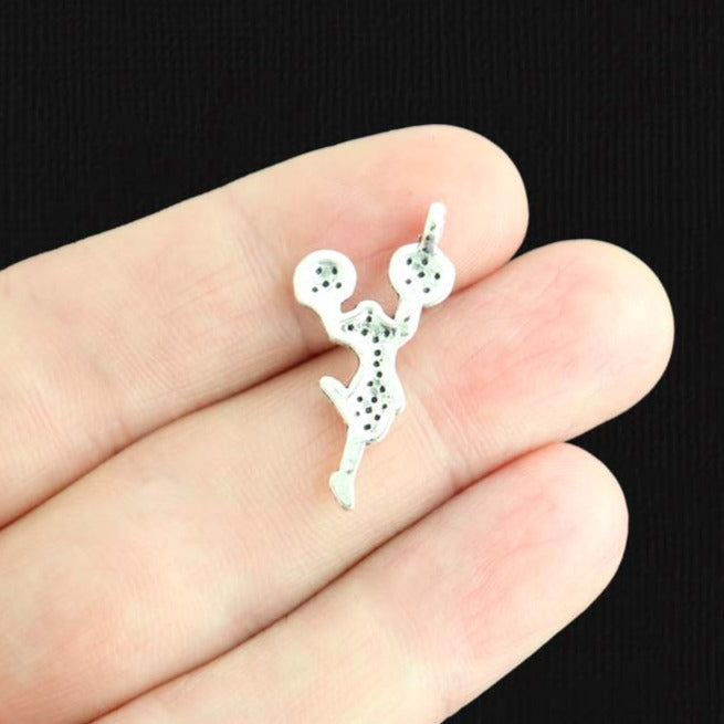 10 Cheerleader Antique Silver Tone Charms - SC115