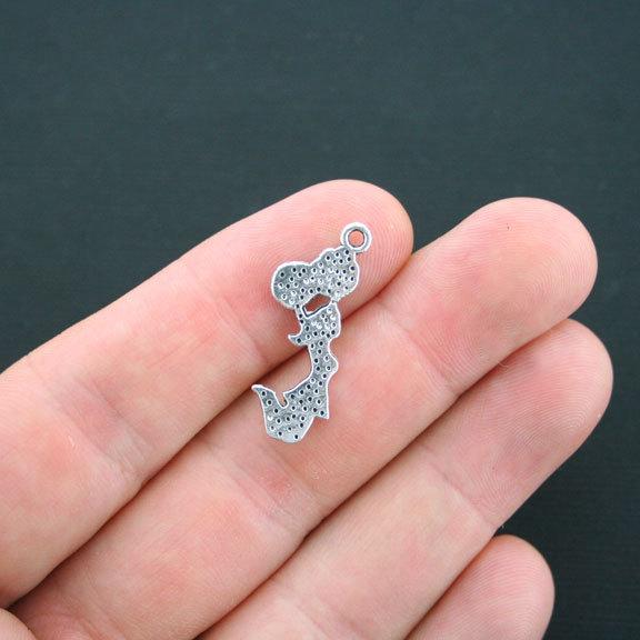 10 Cheerleader Antique Silver Tone Charms - SC4335