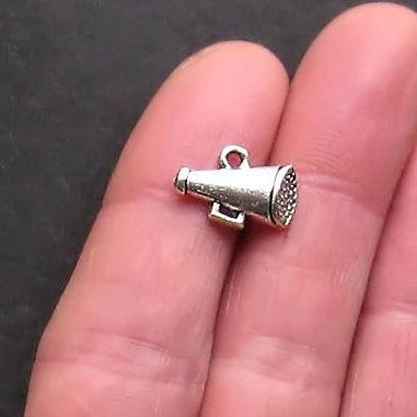 10 Cheerleader Megaphone Antique Silver Tone Charms - SC824