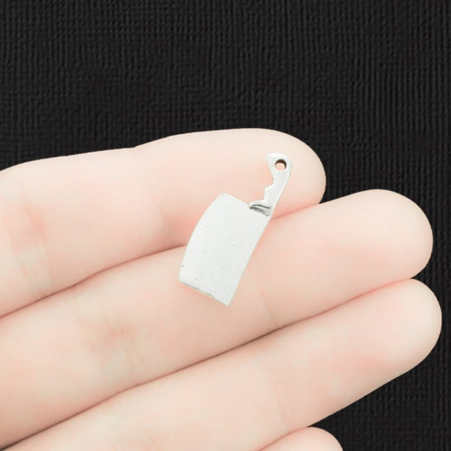 10 Chef Knife Antique Silver Tone Charms 2 Sided - SC107