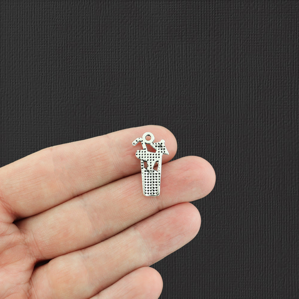 10 Cocktail Antique Silver Tone Charms - SC2562