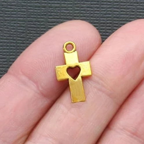 10 breloques de ton or antique croix - GC087