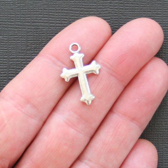 10 breloques de ton argent antique croix - SC2275