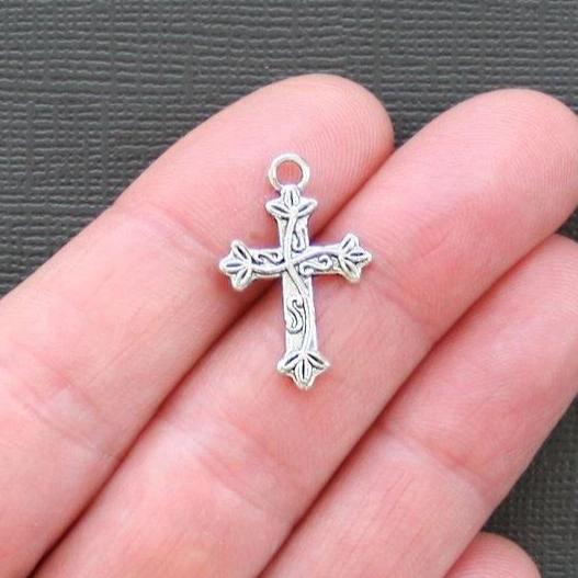 10 breloques de ton argent antique croix - SC2275