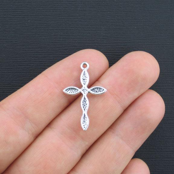 10 breloques de ton argent antique croix - SC3017