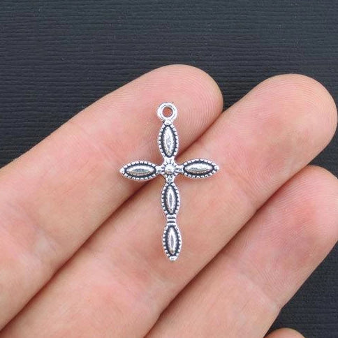 10 breloques de ton argent antique croix - SC3017