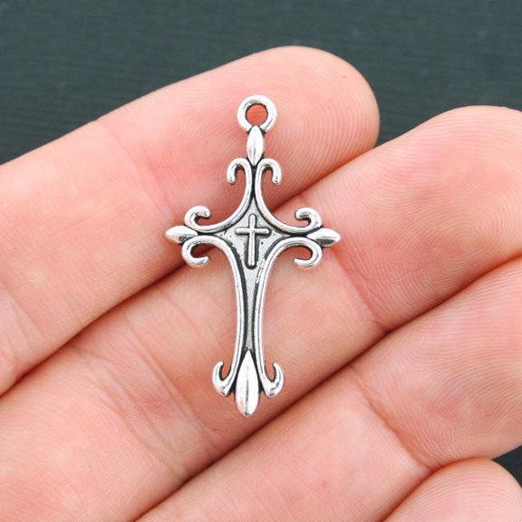 10 breloques de ton argent antique croix - SC3956