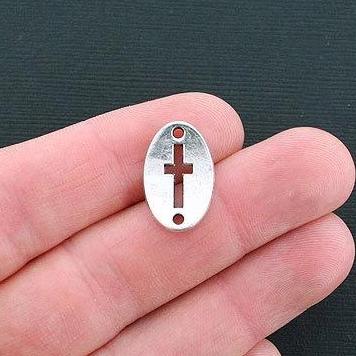 10 breloques de ton argent antique connecteur croisé - SC4537