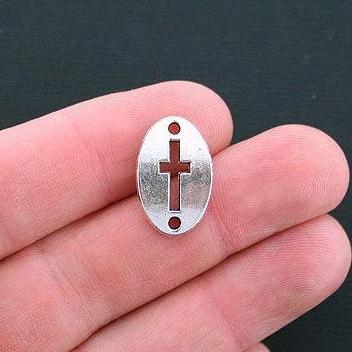 10 breloques de ton argent antique connecteur croisé - SC4537