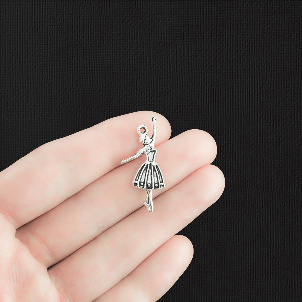 10 breloques argentées antiques danseuse - SC136