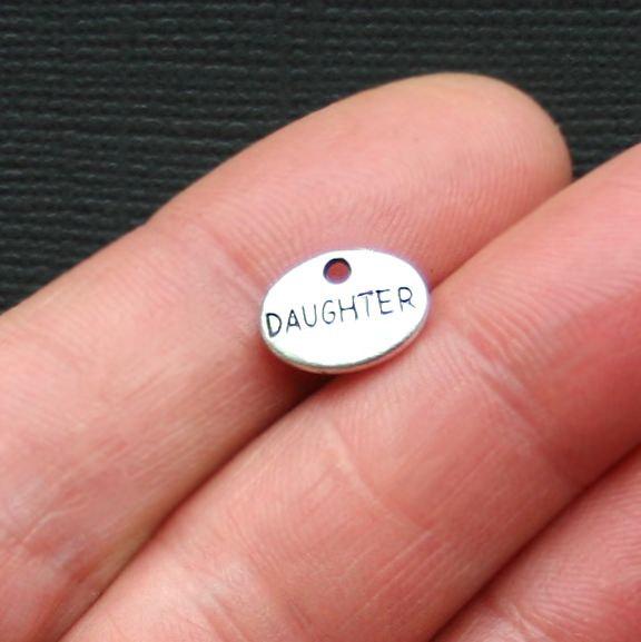 10 Daughter Antique Silver Tone Charms 2 Sided - SC3048