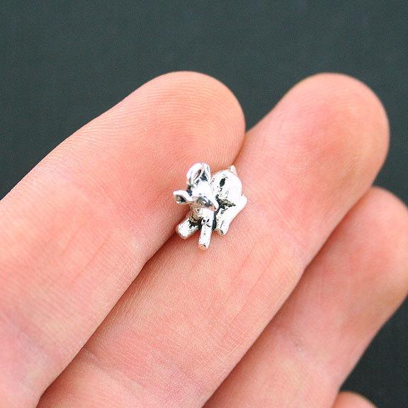 10 Deer Antique Silver Tone Charms 3D - SC2614