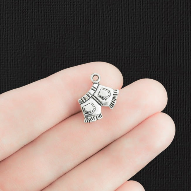 10 shorts en jean breloques ton argent antique 2 faces - SC1127