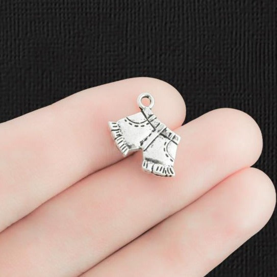 10 shorts en jean breloques ton argent antique 2 faces - SC1127