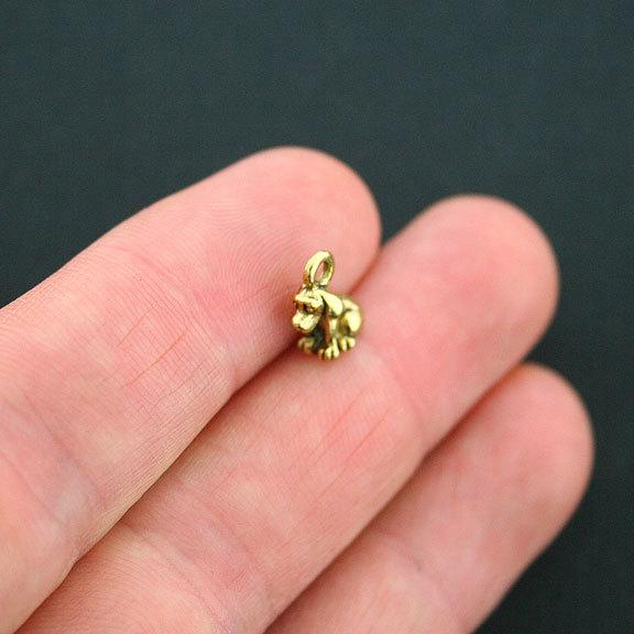 10 Dog Antique Gold Tone Charms 3D - GC598