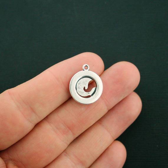 10 Dolphin Antique Silver Tone Charms - SC7244