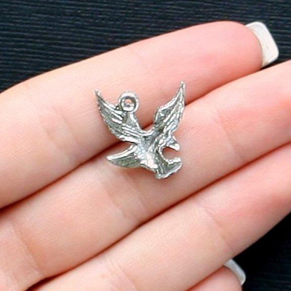 10 Eagle Antique Silver Tone Charms - SC2284