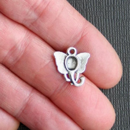 10 Elephant Antique Silver Tone Charms - SC1034