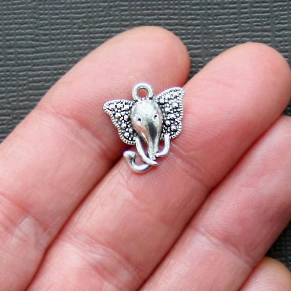 10 Elephant Antique Silver Tone Charms - SC1034