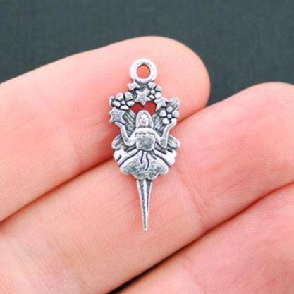 10 Fairy Antique Silver Tone Charms - SC5049