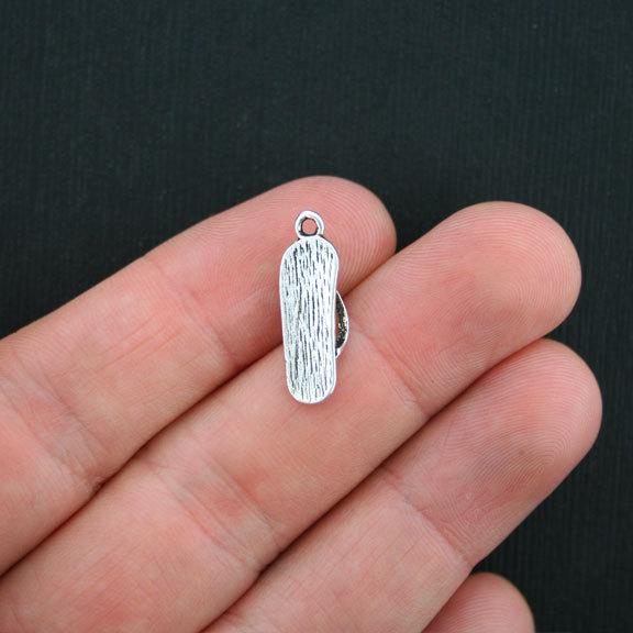 10 Flip Flop Antique Silver Tone Charms - SC3484