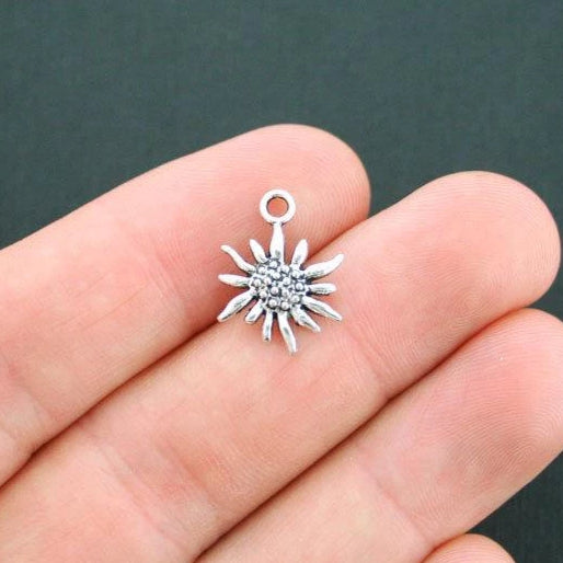 10 breloques de ton argent antique fleur - SC1126