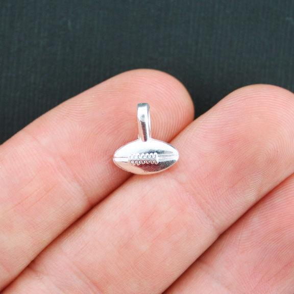 10 Football Silver Tone Charms 2 Sided - SC1577