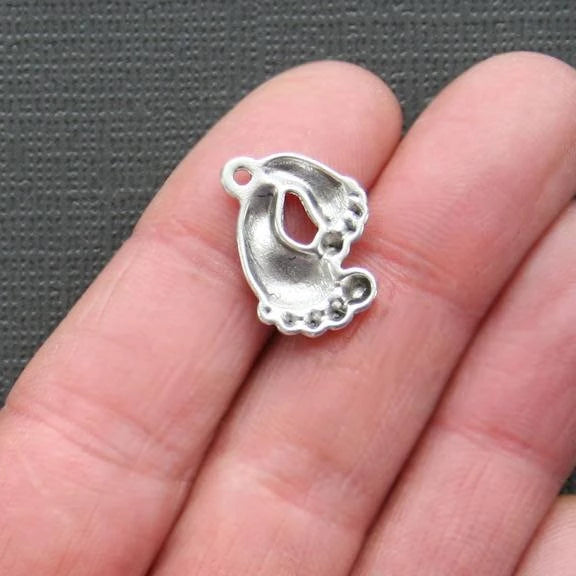 10 Footprint Antique Silver Tone Charms - SC2024