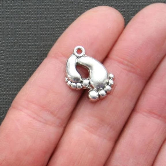 10 Footprint Antique Silver Tone Charms - SC2024