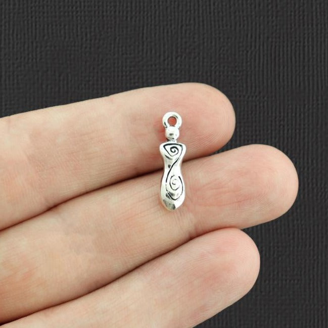 10 Goddess Antique Silver Tone Charms 2 Sided - SC5886