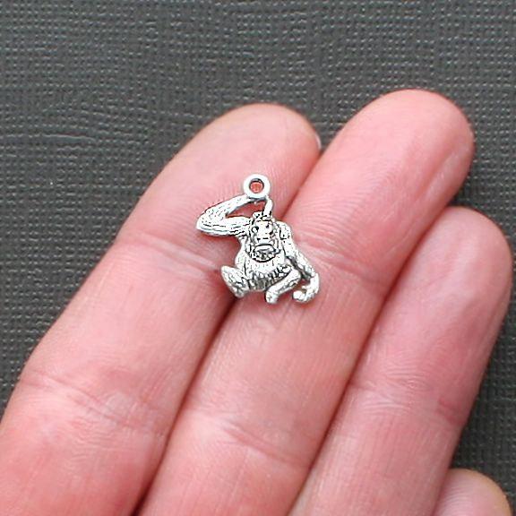 10 breloques argentées antiques Gorilla 2 faces - SC1280