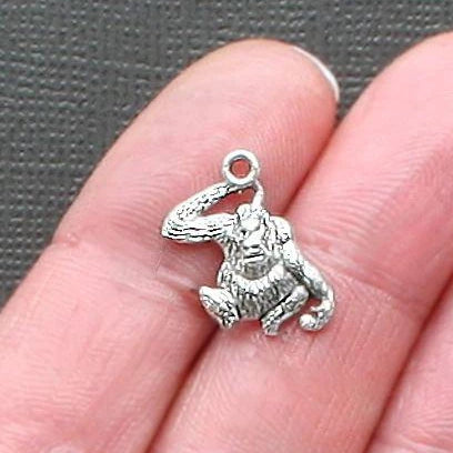 10 Gorilla Antique Silver Tone Charms 2 Sided - SC1280