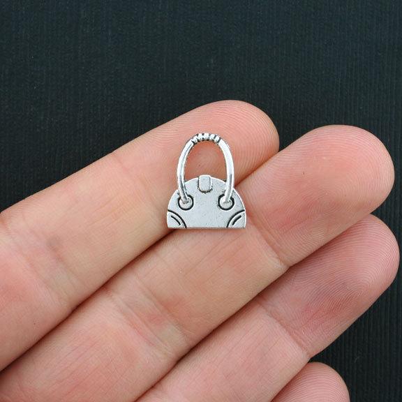 10 breloques argentées antiques pour sac à main 2 faces - SC3634