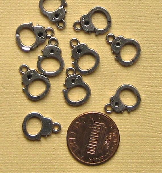 10 Handcuffs Antique Silver Tone Charms 2 Sided - SC1460
