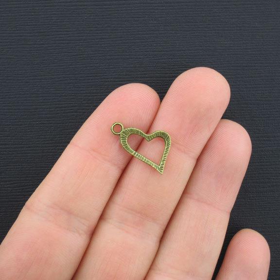 10 Heart Antique Bronze Tone Charms - BC218