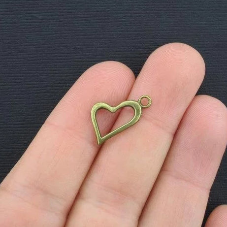 10 Heart Antique Bronze Tone Charms - BC218