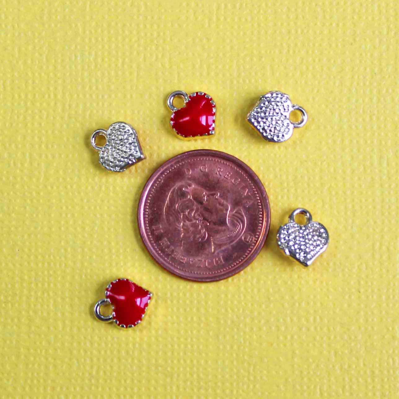 10 Heart Gold Tone Enamel Charms - E303