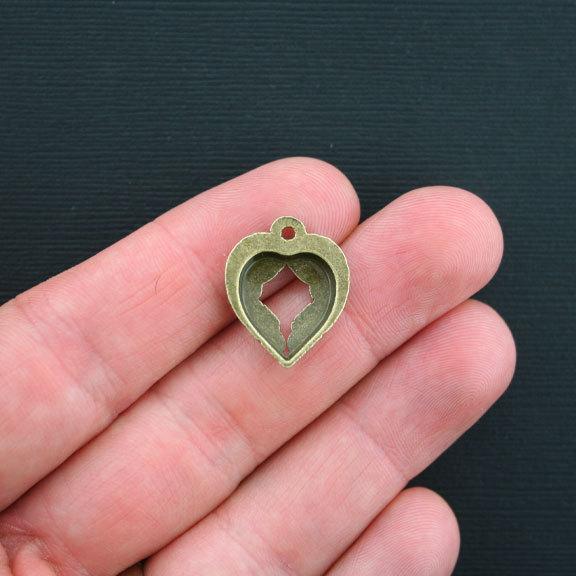 10 Heart Wings Antique Bronze Tone Charms - BC975