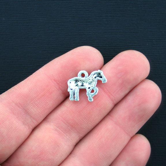 10 breloques argentées antiques de cheval - SC2397