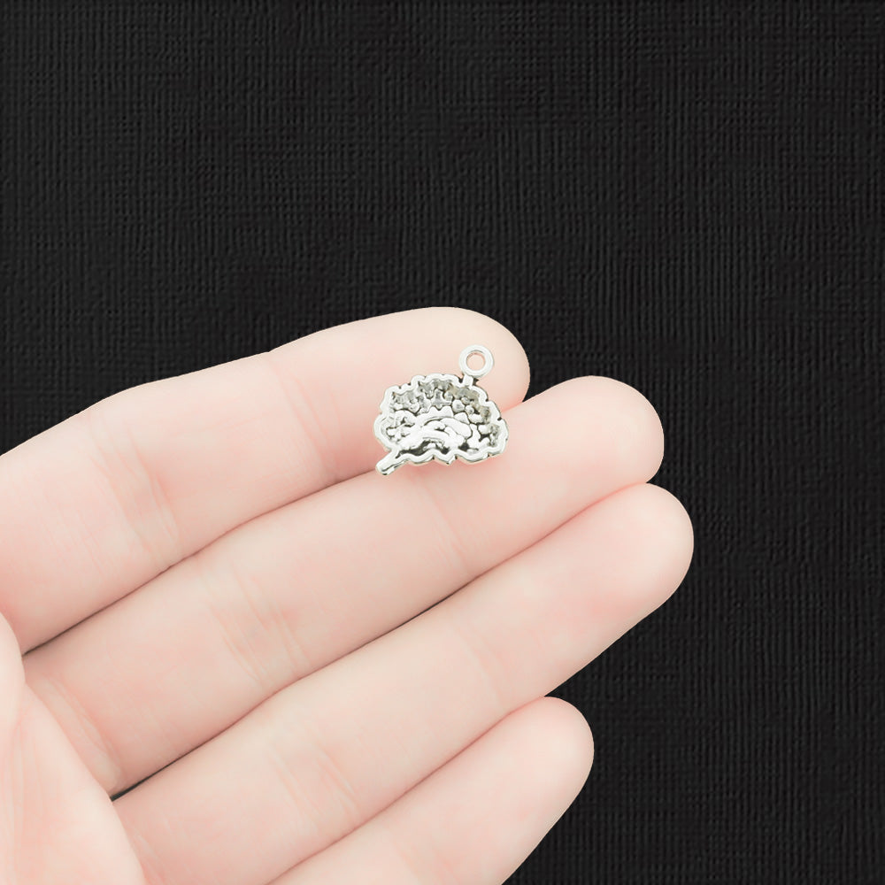 10 Human Brain Antique Silver Tone Charms - SC1386