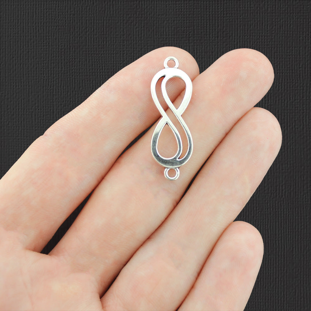 10 Infinity Connector Antique Silver Tone Charms - SC6687