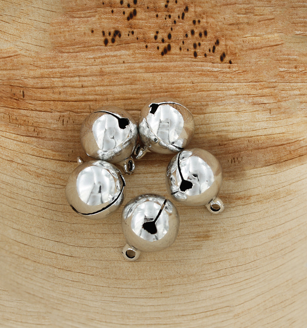 10 Jingle Bells Charms Silver Tone 3D - Z178
